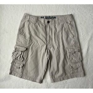 Plugg Cargo Shorts Men's Size 32 Khaki Skater Chino Pockets‎ Y2K Measures 34